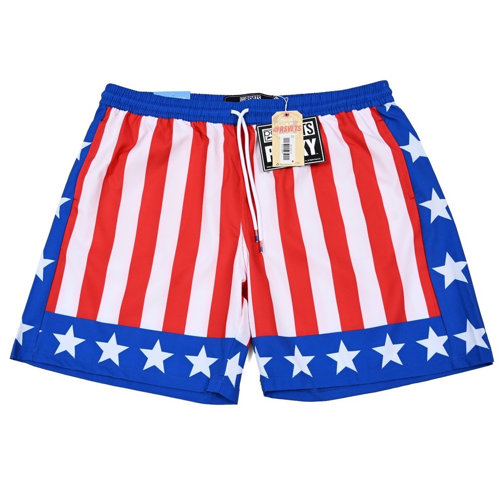 RSVLTS x Rocky Hybrid Swim Shorts Men's 2XL Hearts on Fire USA American Flag NWT